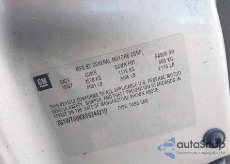 2008 Chevrolet Impala Lt z USA, uszkodzony, nr VIN 2G1WT58KX89244219